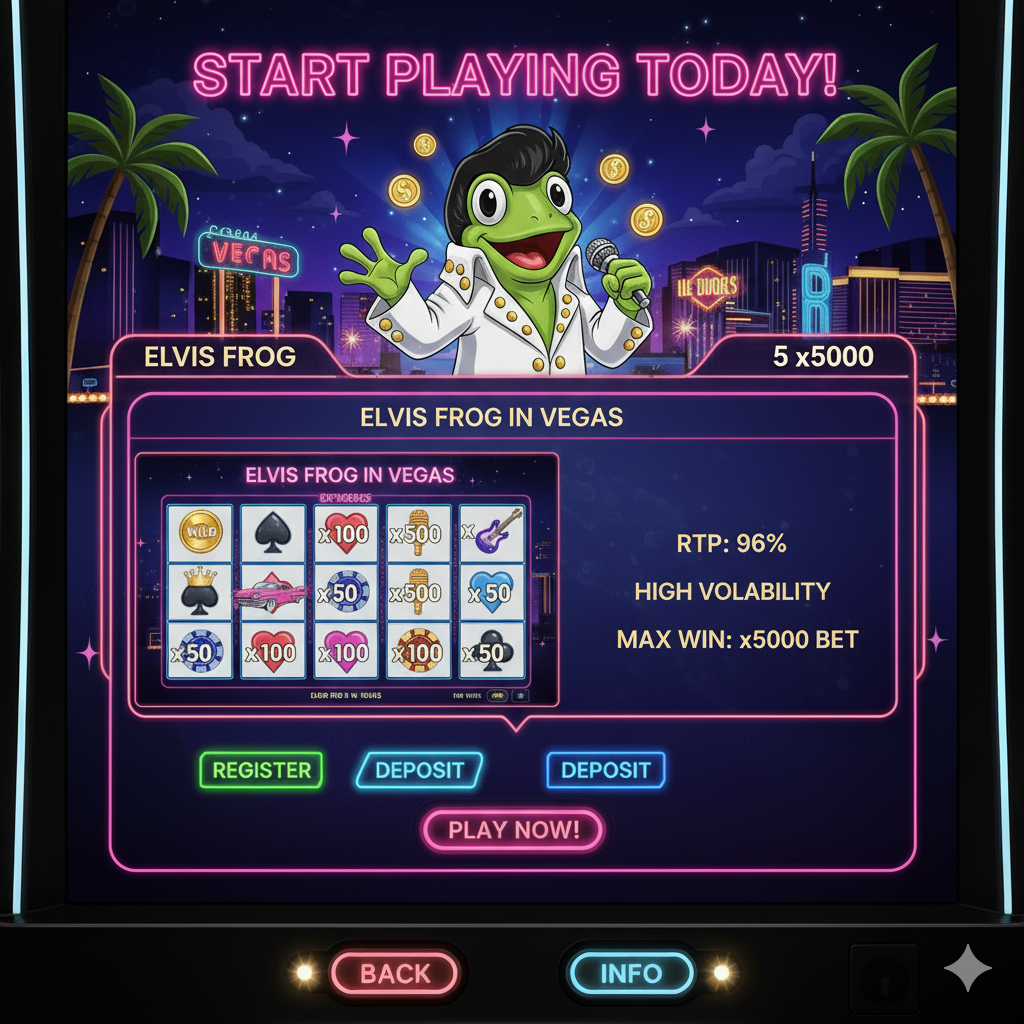 Pokerdom-да Elvis Frog in Vegas ойынын бүгін бастаңыз