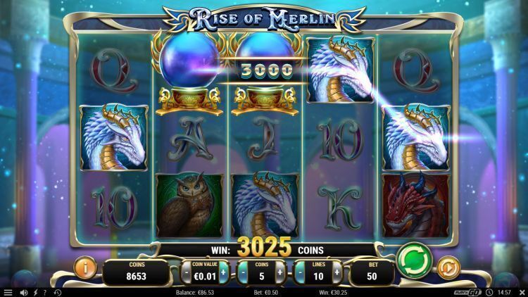 Rise of Merlin slotidagi bepul aylanishlar raundi
