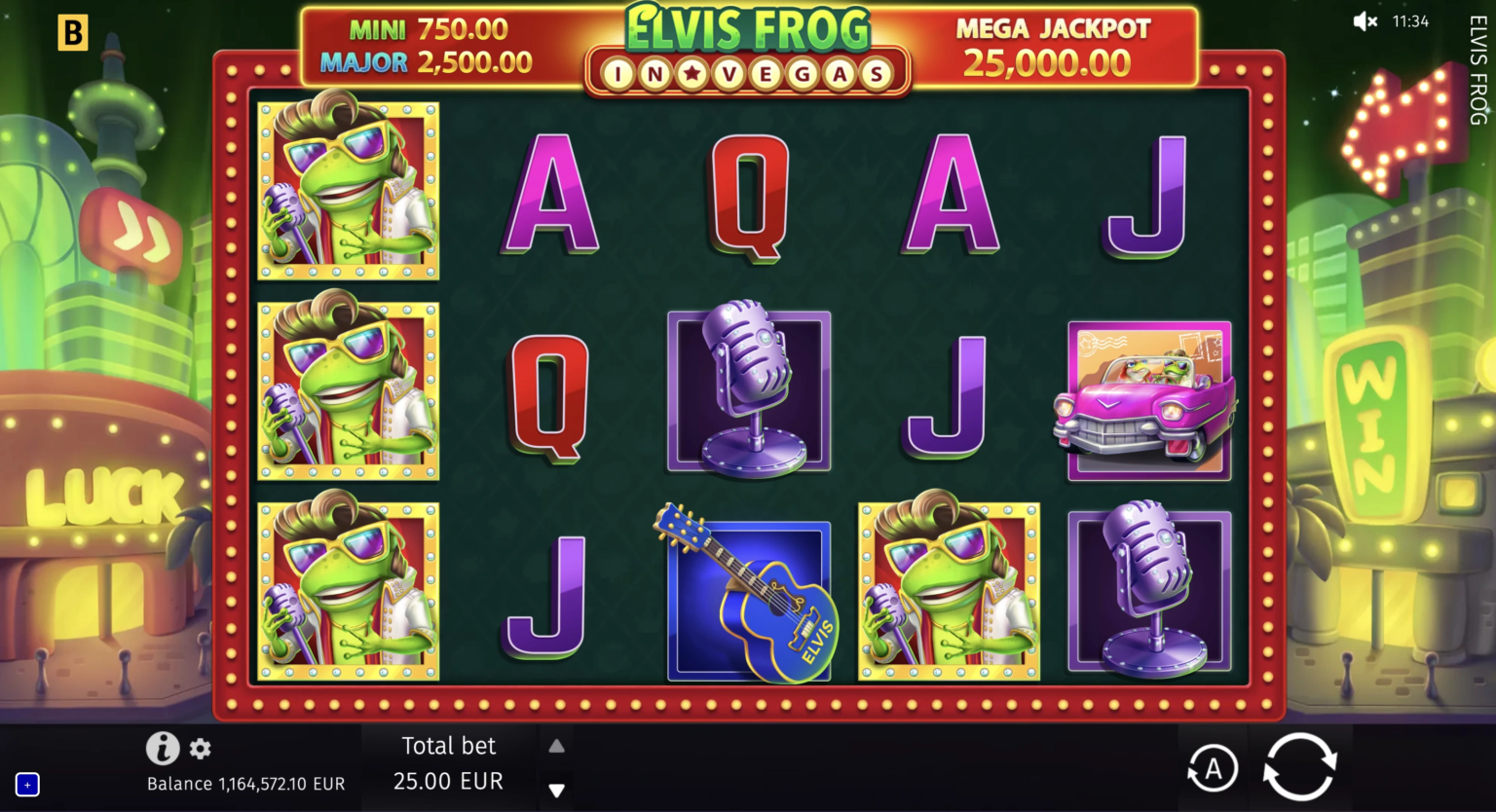 Pokerdom-дағы BGaming-тен Elvis Frog in Vegas слот ойынының экраны