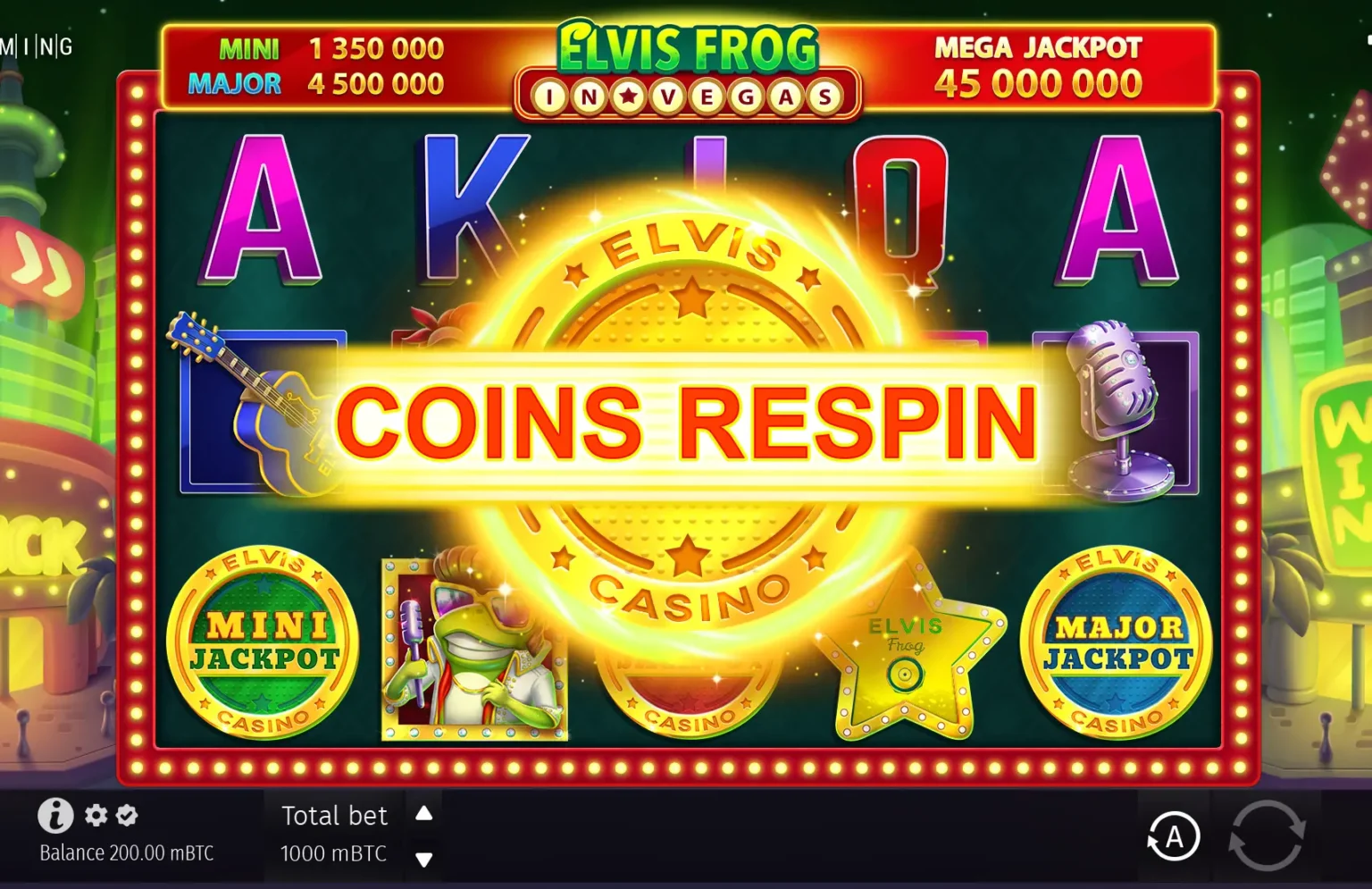 Elvis Frog in Vegas-тағы мультипликаторлары бар бонус раунды