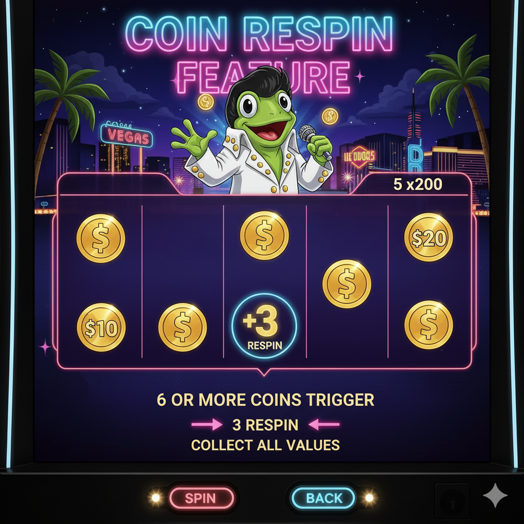 Elvis Frog in Vegas слотындағы Respin мүмкіндігі