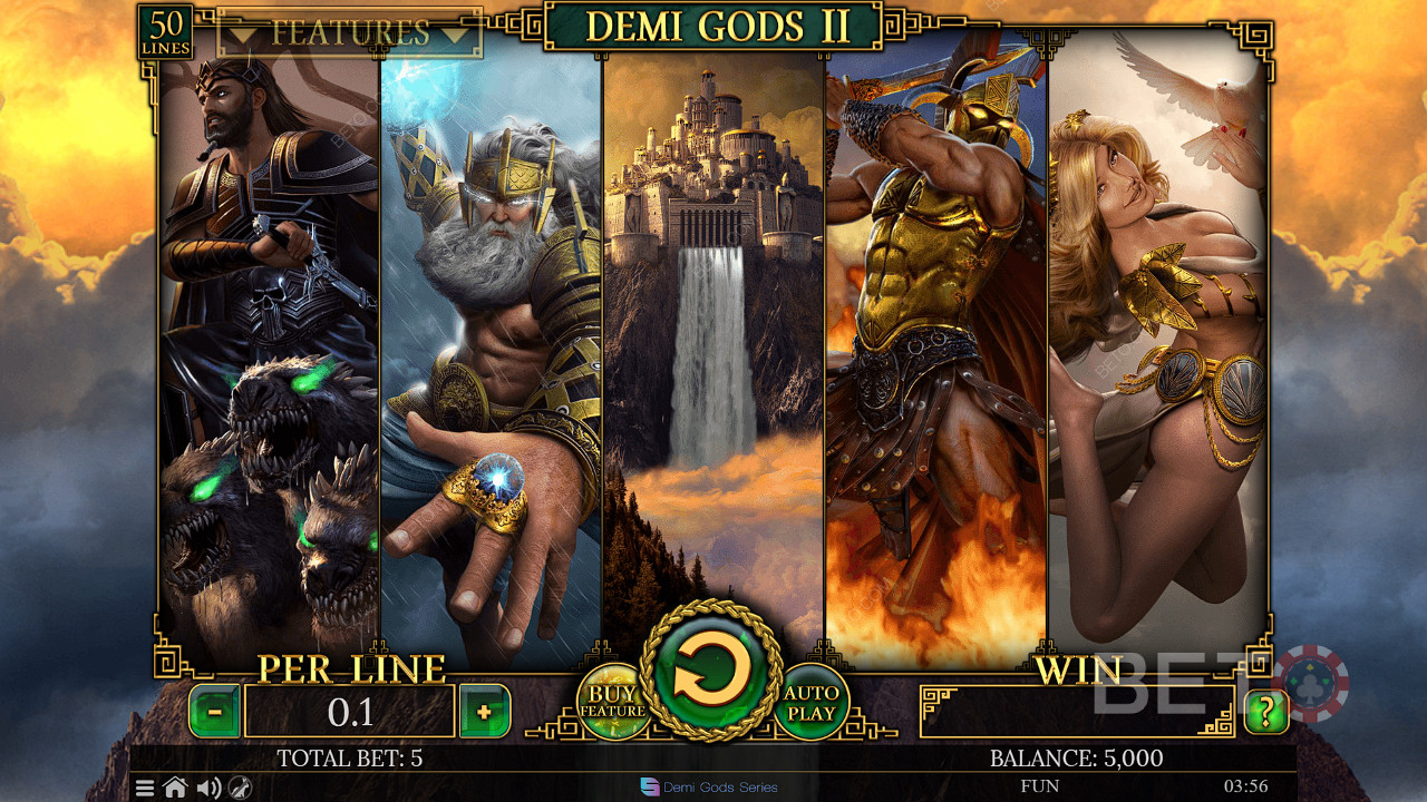 Активированный бонусный раунд со расширяющимся Wild в Demi Gods II